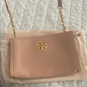 Tory Burch Beige Leather Crossbody Bag